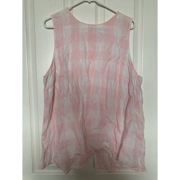 J Jill Love Linen Pink Plaid Sleeveless Top Women’s Size XL - Picture 1 of 5